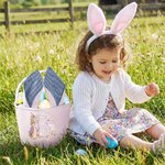 Personalisierter gestreifter Hasenohren Osterkorb mit Peter Hase und Namen Ostereiersuche Ostern Geschenk für Kinder