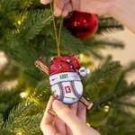 Ornement de Noël personnalisé en forme de chapeau de père Noël avec nom, numéro et année Décoration de l'arbre de Noël pour les amateurs de baseball 6
