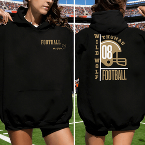 Personalized Football Helmet Stick Adult T-shirt Sweatshirt Hoodie with Name and Number Cheer Accessories Birthday Team Gift for Football Mom Dad