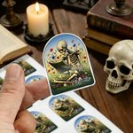 Personalized Funny Bookworm Skull Waterproof Stickers Labels with Name Birthday Gift for Book Lovers Friends