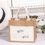 Personalised First Mom Now Grandma Jute Tote Bag with Front Pocket Travel Essentials Birthday Gift for Women