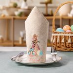Personalisierte wiederverwendbare Leinenserviette mit besticktem Peter-Hase und Namen Tischdeko Einweihung Ostertafel Geschenk für Familie Freunde