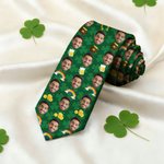 Personalised Gold Coin Beer Rainbow Clover Face Photos Soft Tie Novelty Accessory Saint Patrick's Day Father's Day Birthday Gift for Man