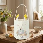 Personalisierte Frohe Ostern niedlichen Hasen Osterei Hasenohren Korb mit Namen Eierjagd Party Ostergeschenk für Jungen Mädchen