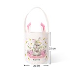 Personalisierter Niedlicher Osterhase Korb mit Namen und Hasenohren Wiederverwendbare Eimertasche Eiersuche Ostern Geschenk für Jungen Mädchen
