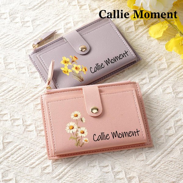 Callie Moment Spersonalizowany Portmonetka ze skóry PU z imieniem i nazwiskiem oraz etui na karty Ślub Urodziny Rocznica Prezent dla kobiet Dziewczyny
