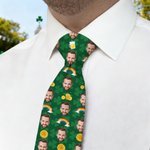 Personalised Gold Coin Beer Rainbow Clover Face Photos Soft Tie Novelty Accessory Saint Patrick's Day Father's Day Birthday Gift for Man