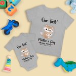 Maglietta personalizzata con design a volpe in cotone al 100% e tutina per neonato abbinata: il nostro primo regalo per la festa della mamma per il neonato e la mamma.