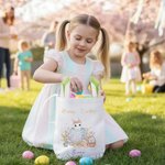 Personalisierte Frohe Ostern niedlichen Hasen Osterei Hasenohren Korb mit Namen Eierjagd Party Ostergeschenk für Jungen Mädchen