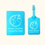 Set d'Étiquettes de Bagages en Cuir PU Personnalisé avec Nom et Carte du Monde Cadeau d'Anniversaire pour les Passionnés de Voyage