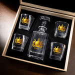 Personalized Golden Badge Pattern Initial Whiskey Decanter with Name Birthday Father's Day Retirement Gift for Grandpa Bartender