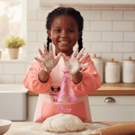 Personalize Chef Hat Cartoon Character Waterproof Long Sleeve Apron with Initial Name and Pocket Painting Baking Essential Birthday Gift for Kid