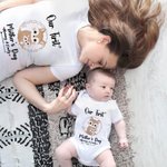 Maglietta personalizzata con design a volpe in cotone al 100% e tutina per neonato abbinata: il nostro primo regalo per la festa della mamma per il neonato e la mamma.