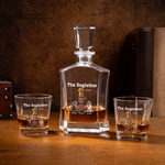Decanter per whisky personalizzato The Dogfather 3D Cartoon con nome e 1-4 cani Regalo di compleanno e anniversario per gli amanti del liquore