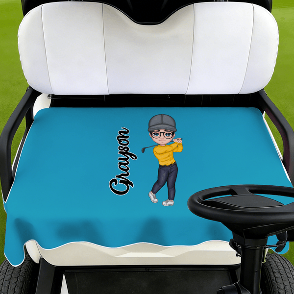Personalized Cartoon Character Breathable Golf Cart Seat Cover with Name Club Team Birthday Gift for Golf Players Lovers