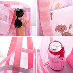 Personalizzato nascita fiore spiaggia Mesh Tote Bag con nome Estate spiaggia viaggio essenziale regalo di compleanno per le donne amici