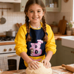 Personalize Chef Hat Cartoon Character Waterproof Long Sleeve Apron with Initial Name and Pocket Painting Baking Essential Birthday Gift for Kid