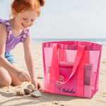 Personalizzato nascita fiore spiaggia Mesh Tote Bag con nome Estate spiaggia viaggio essenziale regalo di compleanno per le donne amici