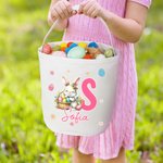 Personalisierte niedliche Ostern Hase Eier Blume Initial Osterkorb mit Namen Ostertag Eierjagd Party Geschenk für Kinder