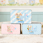 Boîte à biscuits en métal alimentaire avec initiales et nom Cadeau d'anniversaire de Pâques personnalisé pour les enfants