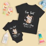 Maglietta personalizzata con design a volpe in cotone al 100% e tutina per neonato abbinata: il nostro primo regalo per la festa della mamma per il neonato e la mamma.