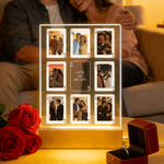 Personalized Poker Photos Seven Colors Initial LED Night Light with Text and Wooden Base Room Decor Valentine's Day Gift for Couple