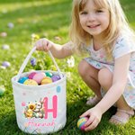 Personalisierte niedliche Ostern Hase Eier Blume Initial Osterkorb mit Namen Ostertag Eierjagd Party Geschenk für Kinder