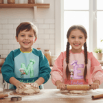 Personalize Chef Hat Cartoon Character Waterproof Long Sleeve Apron with Initial Name and Pocket Painting Baking Essential Birthday Gift for Kid