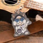 Personalized Cute Cat Guitar Pick Keychain with Name and Text Daily Use Birthday Gift for Guitar Cat Lovers