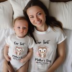 Maglietta personalizzata per la festa della mamma con gufo e tutina per bebè Mamma e bebè con nome, regalo per la neomamma.