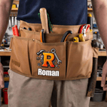 Personalisierte Wrench Gear Initial Multi-Compartment Canvas Werkzeuggürtel Aufbewahrungstasche mit Namen Geburtstag Vatertag Geschenk für Vater Mechaniker Elektriker