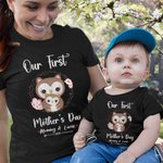 Maglietta personalizzata per la festa della mamma con gufo e tutina per bebè Mamma e bebè con nome, regalo per la neomamma.