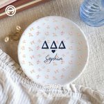 Personalised Sorority Greek Letter Floral Ceramic Trinket Jewellery Dish Greek Week Bid Day Gift for Sisters Friends | Callie × Affinity Licensing