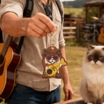 Personalized Cute Cat Guitar Pick Keychain with Name and Text Daily Use Birthday Gift for Guitar Cat Lovers