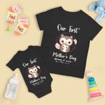 Maglietta personalizzata per la festa della mamma con gufo e tutina per bebè Mamma e bebè con nome, regalo per la neomamma.