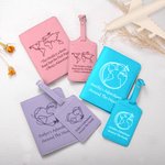 Set d'Étiquettes de Bagages en Cuir PU Personnalisé avec Nom et Carte du Monde Cadeau d'Anniversaire pour les Passionnés de Voyage