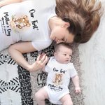 Gepersonaliseerde Schattige Tijger Onze Eerste Moederdag 100% Katoenen T-shirt Baby Onesie Set met Namen Moederdagcadeau voor Nieuwe Moeder Baby