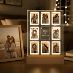 Personalized Poker Photos Seven Colors Initial LED Night Light with Text and Wooden Base Room Decor Valentine's Day Gift for Couple
