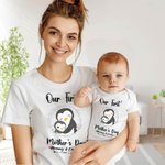Personalised Cute Penguin Our First Mother's Day Mom and Baby Matching Shirt with Names Mother's Day Gift for New Mom Baby