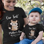 Maglietta personalizzata con design a volpe in cotone al 100% e tutina per neonato abbinata: il nostro primo regalo per la festa della mamma per il neonato e la mamma.