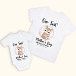 Maglietta personalizzata con design a volpe in cotone al 100% e tutina per neonato abbinata: il nostro primo regalo per la festa della mamma per il neonato e la mamma.