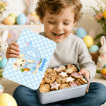 Personalised Cute Easter Bunny Food-Grade Metal Biscuit Tin Box with Initial and Name Easter Party Birthday Gift for Kids