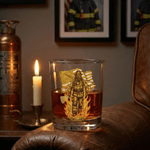 Vaso de Whisky de 10 oz Personalizado con Bandera Americana de Bombero con Base Gruesa y Nombre Día del Padre Día de los Veteranos Regalo para Bombero Militar