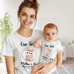 Maglietta personalizzata con design a volpe in cotone al 100% e tutina per neonato abbinata: il nostro primo regalo per la festa della mamma per il neonato e la mamma.