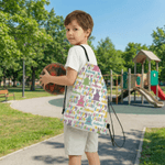 Personalized Easter Bunny Name Word Cloud Drawstring Bag Daily Use Easter Party Gift for Students Kids
