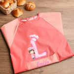 Personalize Chef Hat Cartoon Character Waterproof Long Sleeve Apron with Initial Name and Pocket Painting Baking Essential Birthday Gift for Kid