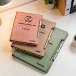 Personalised Logo PU Leather Binder Notebook with Name Slogan and Year Birthday Anniversary Gift for Friend Woman