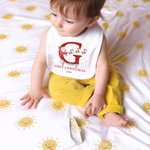 Personalized Santa Sleigh Xmas 100% Cotton Baby Bib Bodysuit with Initial Name and Year Coming Outfit First Christmas Gift for Newborns