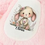 Personalised Lop-Eared Rabbit Flower Cute Easter Bunny Plush Stuffed Animal Toy with Name Easter Birthday Gift for Kids