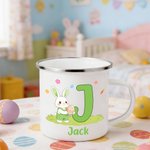 Tasse en émail 12 oz avec nom et initiales Cadeau d'anniversaire de Pâques pour les enfants